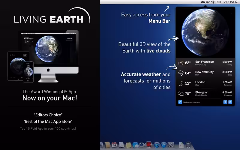 Living Earth – Weather &amp; Clock Captura 4