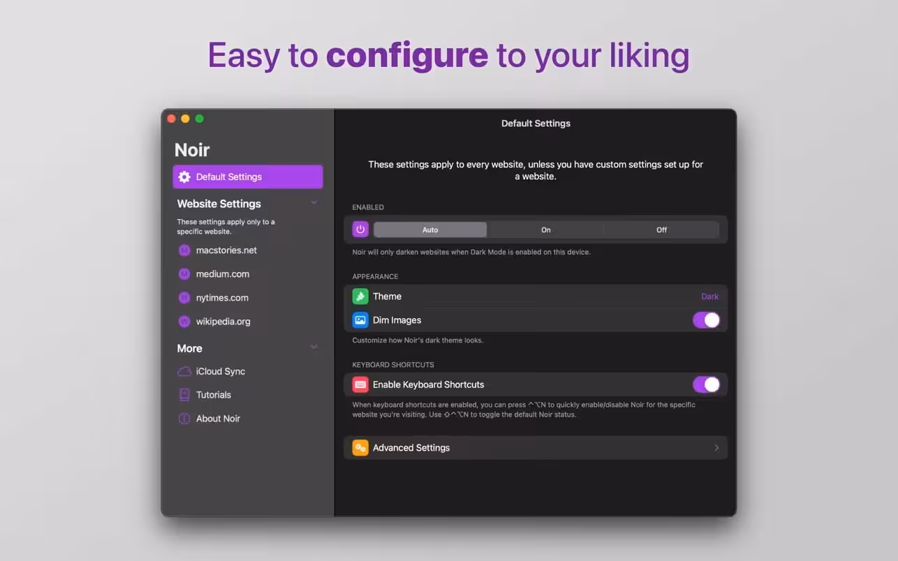 Noir – Dark Mode for Safari Captura 2
