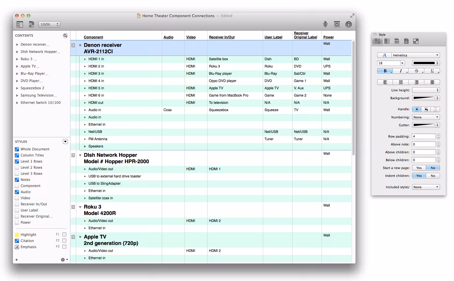 OmniOutliner Pro Captura 1