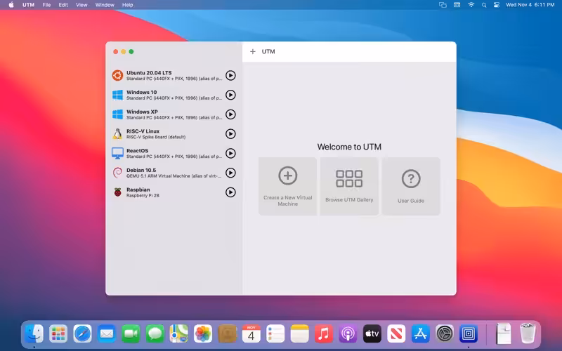 UTM Virtual Machines Captura 1