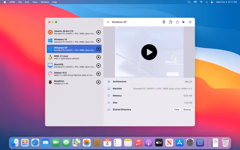 UTM Virtual Machines Captura 2